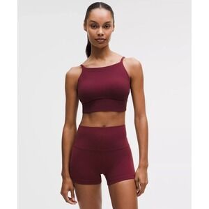 Lululemon Bra High Neck Ribbed Maroon Burgundy XS 4 Yoga Crop Top